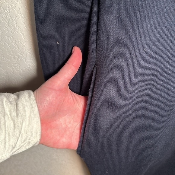 SuperDry Navy Sweatshirt Dress Embroidered Spellout Has Pockets Size Small - Picture 3 of 10